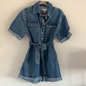 TopShop Belted Denim Romper